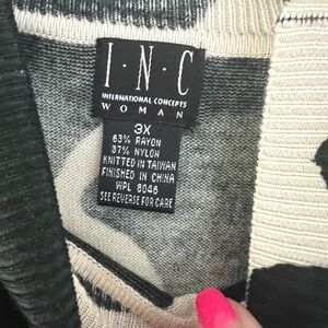 INC International Concepts Black and White Knit Sweater